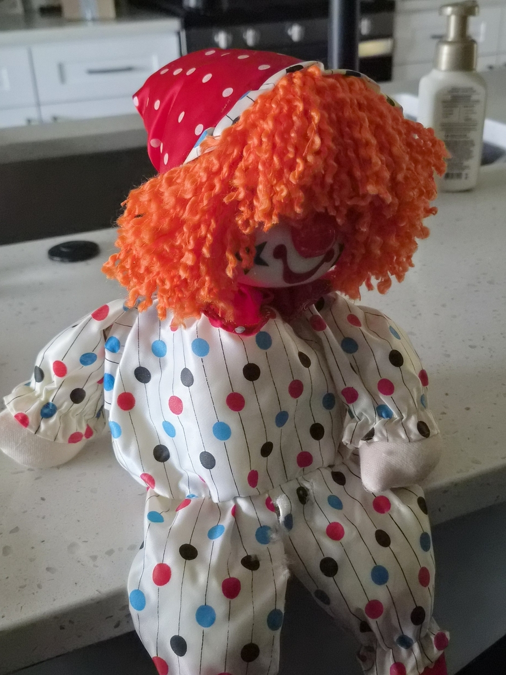 Vin Polka Dot Clown Orange Hair Vintage Altons Musical Clown Wind Up